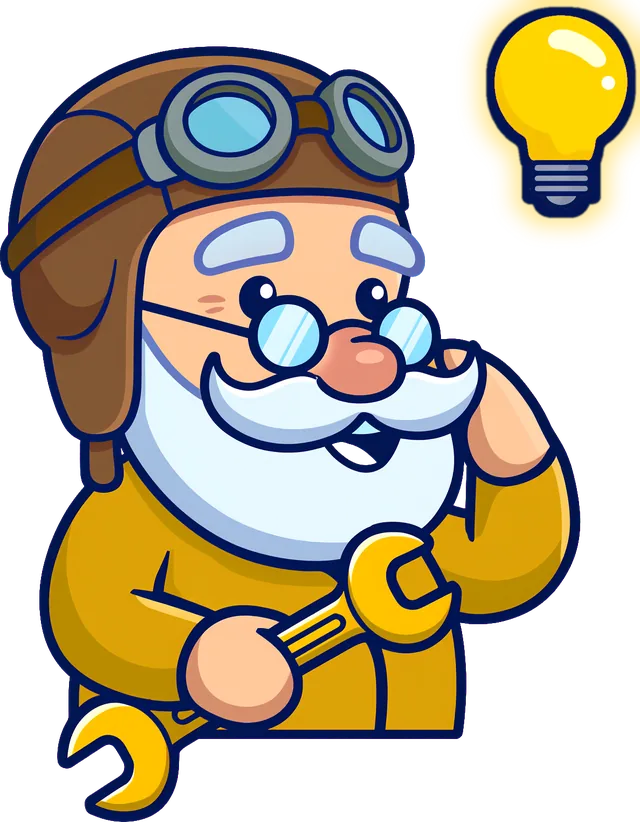Professor Skybeard holding a wrench